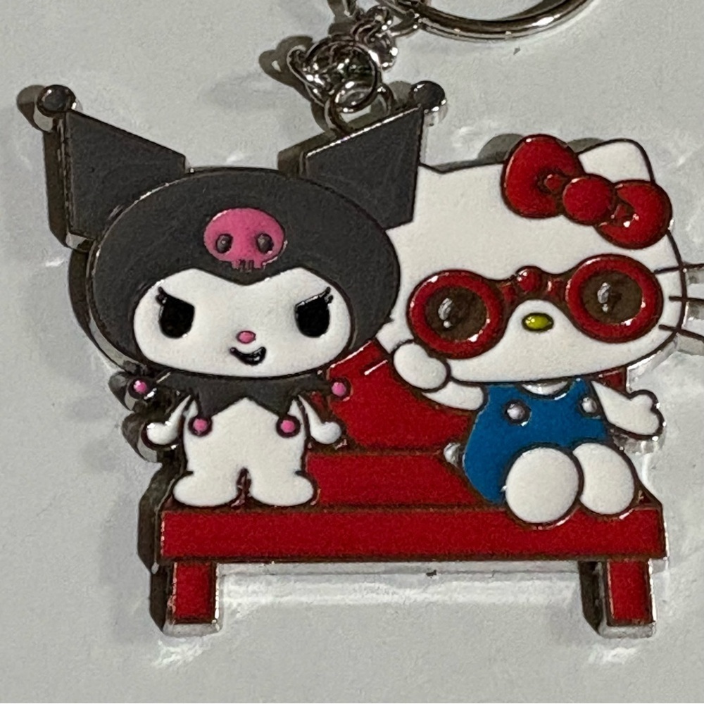 Hello Kitty Kuromi Bench Keychain Sanrio Metal Enamel Charm New